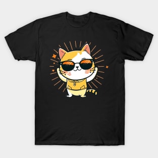 Cute ginger cat wearing sunglasses T-Shirt